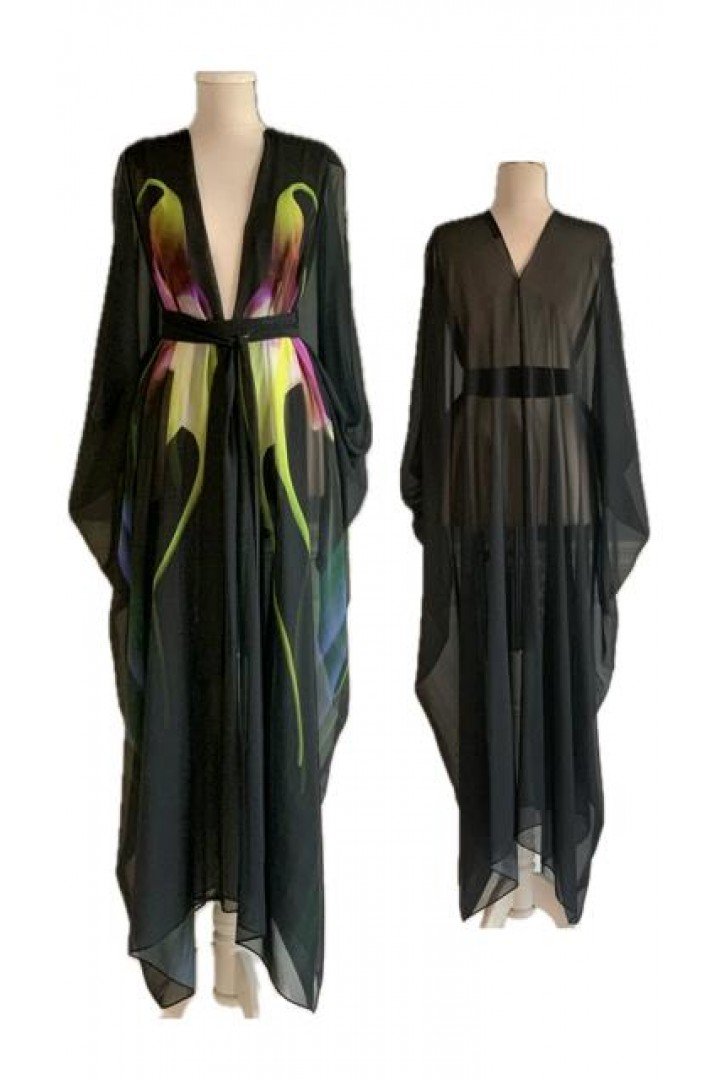 KIMONO BLACK GREEN MODEL